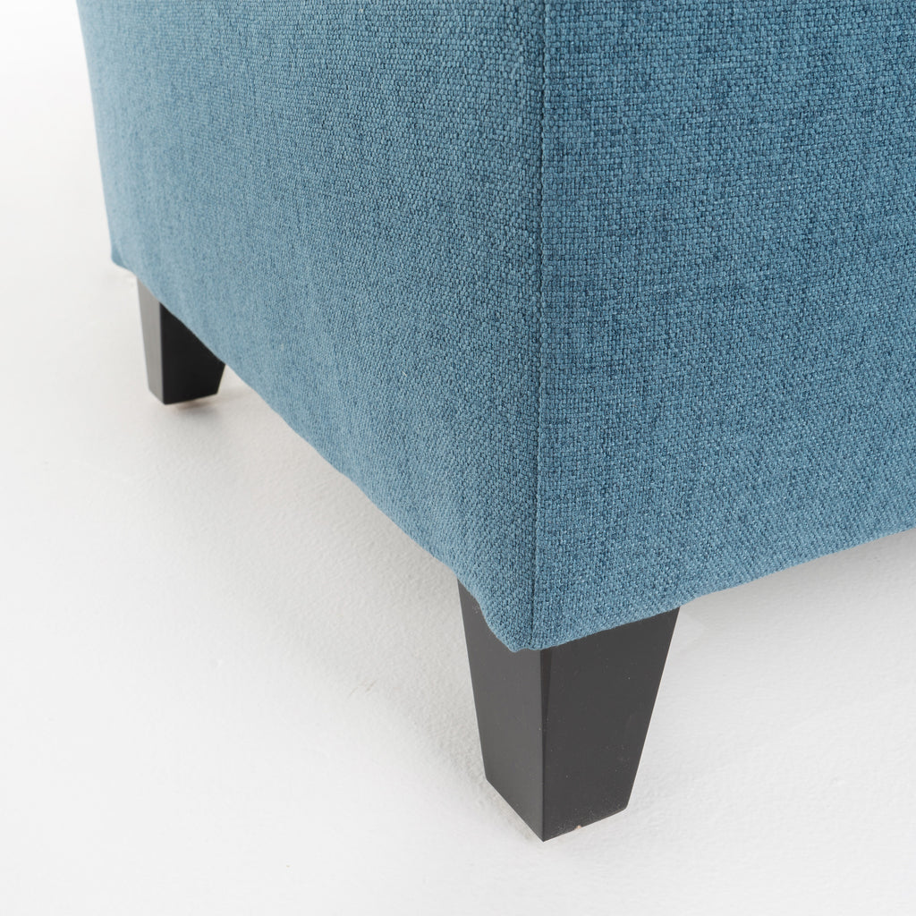 Juliana Storage Ottoman with Stylish Design in Blue Fabric and Birch Legs - Grand Goldman Shop