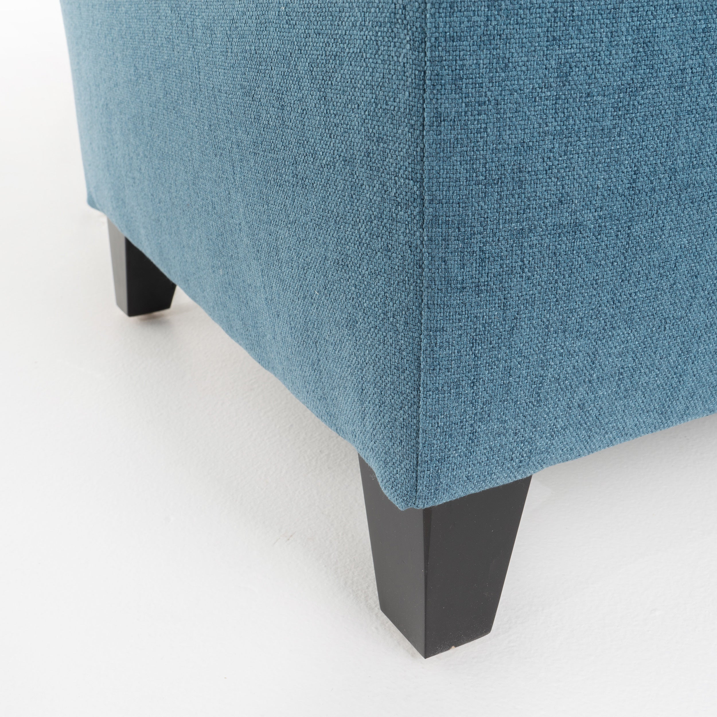 Juliana Storage Ottoman with Stylish Design in Blue Fabric and Birch Legs - Grand Goldman Shop