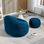 Bedding Bean Bag Sofa Chair with High-Pressure Foam and Footrest, Blue Microfiber - Grand Goldman Shop