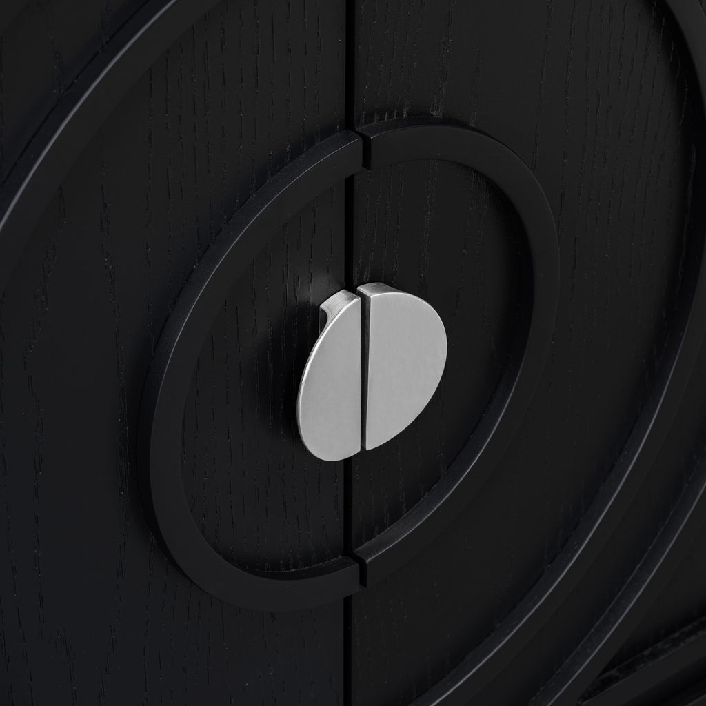 TREXM Retro Sideboard door with Circular Groove Design Round Metal Door Handle for Entrance, Dinning Room, Living Room (Black) - Grand Goldman Shop