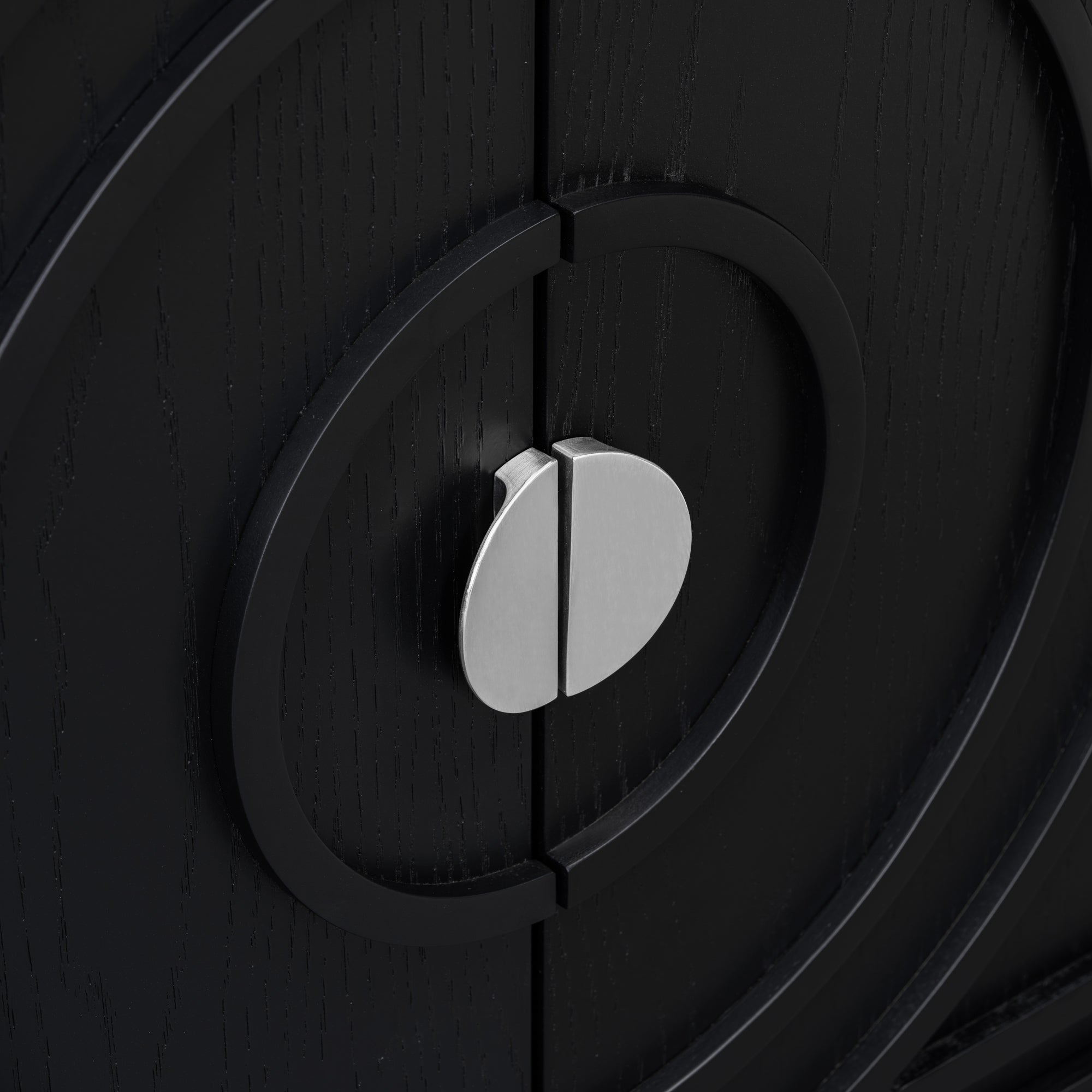 TREXM Retro Sideboard door with Circular Groove Design Round Metal Door Handle for Entrance, Dinning Room, Living Room (Black) - Grand Goldman Shop
