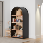 4-Tier Black Arched Bookshelf, 43' Tall Arched Bookcase with Storage Shelves - Grand Goldman Shop