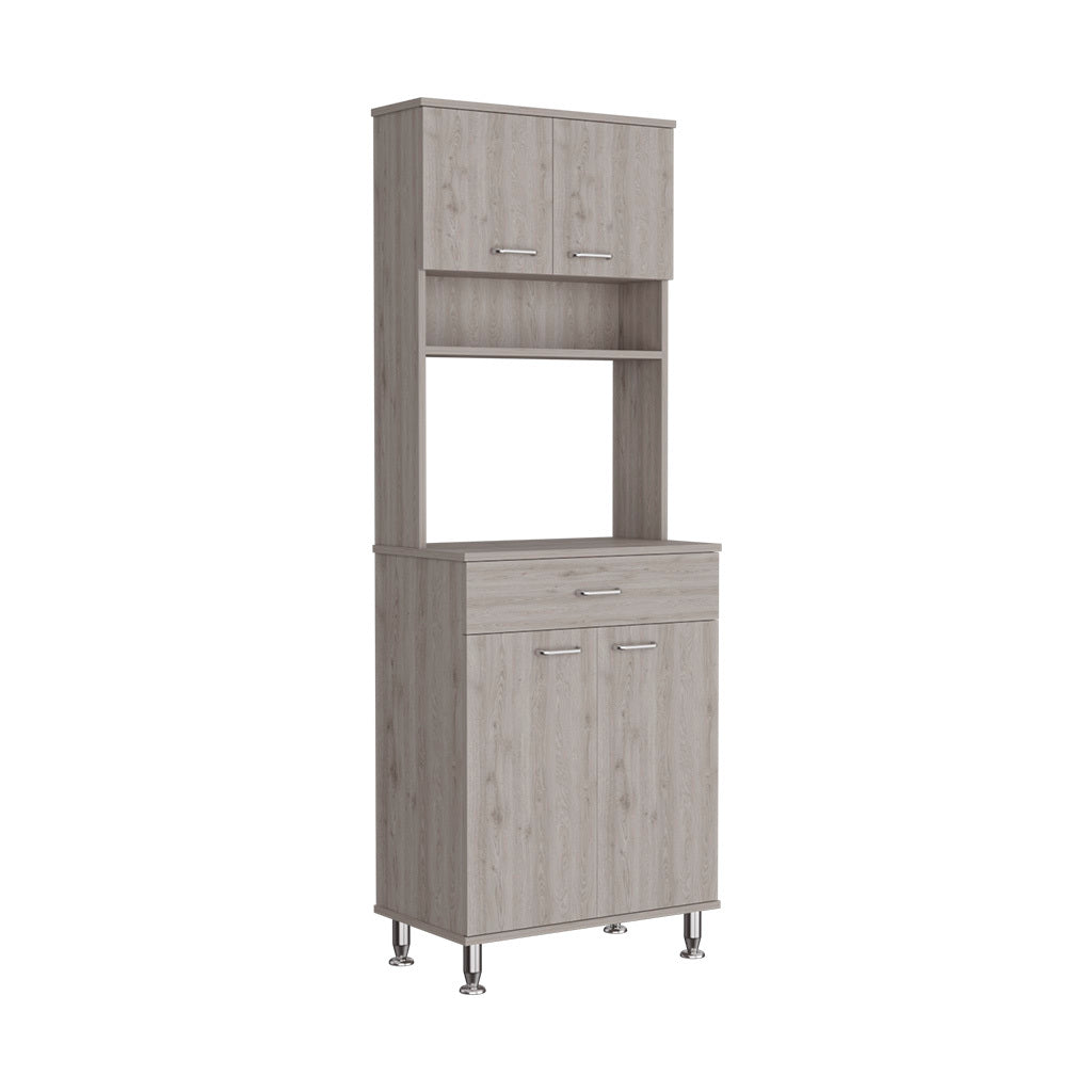 Della 60 Kitchen Pantry with Countertop, Closed & Open Storage -Light Gray | Premium Home Decor - Grand Goldman