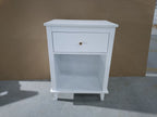 26.77''H White Wooden Nightstand with One Drawer and Shelf, Golden Handle, MDF Construction for Kids and Adults - Grand Goldman Shop