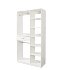 Freestanding Closet System,  Stand-Alone Wardrobe with 6 open Shelves,74.8'' Heigh Closetwith 1 Wood Drawers, Wood Walk-in Closet with 2 Hanging Rod, White - Grand Goldman Shop