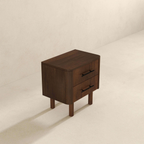 Logan Mid Century Modern Walnut Nightstand with 2 Drawers, Solid Wood, 24x 22x15 inches Drawers and Storage Shelf for Bedrooms, Small Spaces, Bedside Table - Grand Goldman Shop