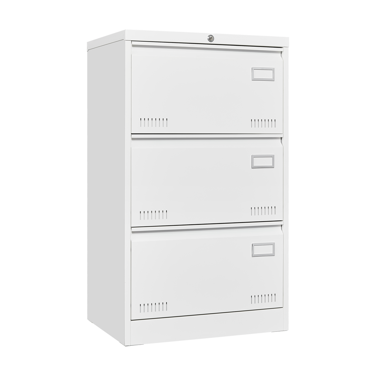 Contemporary White Metal Lateral File Cabinet with Lock, 3 Drawer Office Storage for Legal/Letter/A4/F4 | Premium Home Decor 