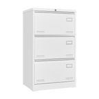 Contemporary White Metal Lateral File Cabinet with Lock, 3 Drawer Office Storage for Legal/Letter/A4/F4 | Premium Home Decor 