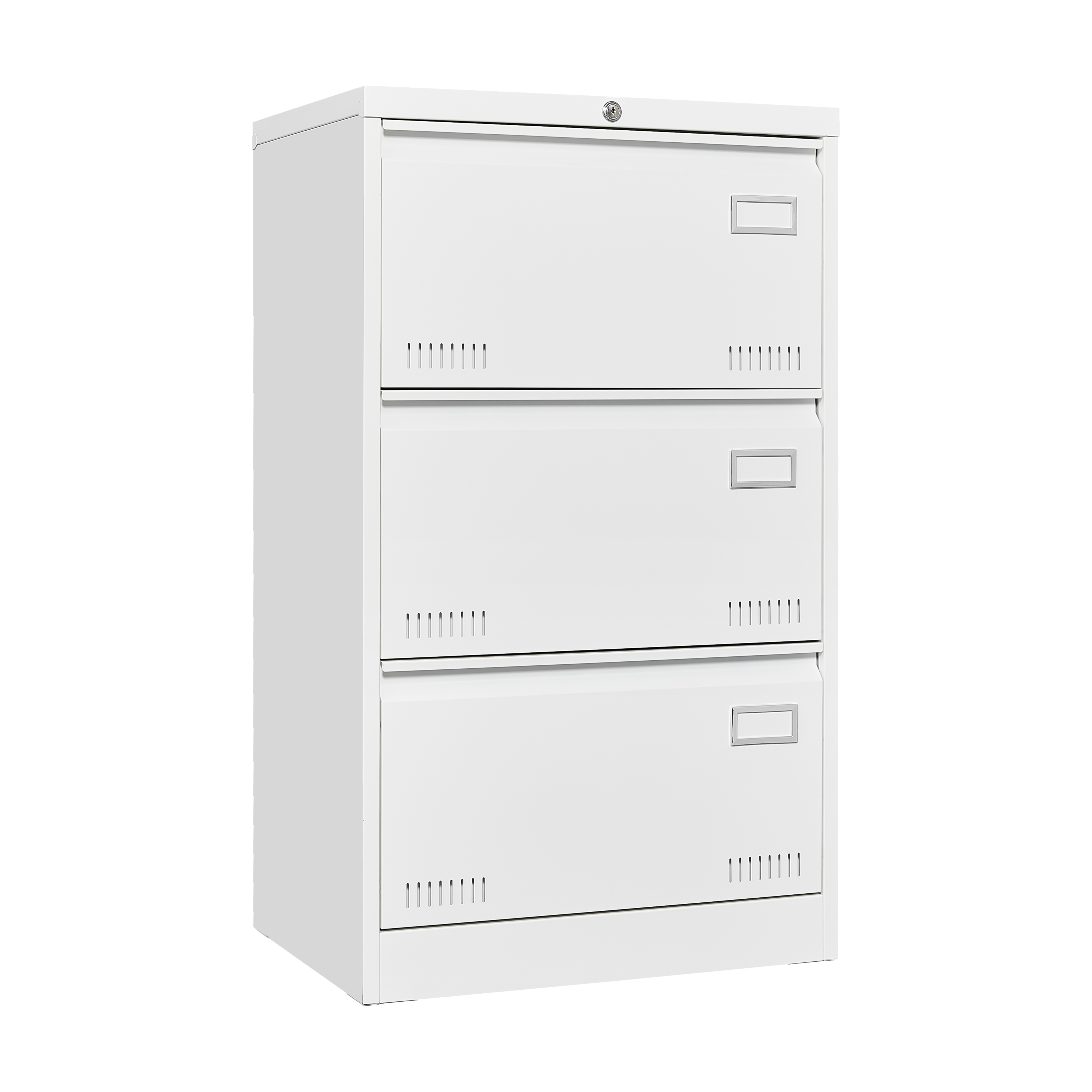 Contemporary White Metal Lateral File Cabinet with Lock, 3 Drawer Office Storage for Legal/Letter/A4/F4 | Premium Home Decor 