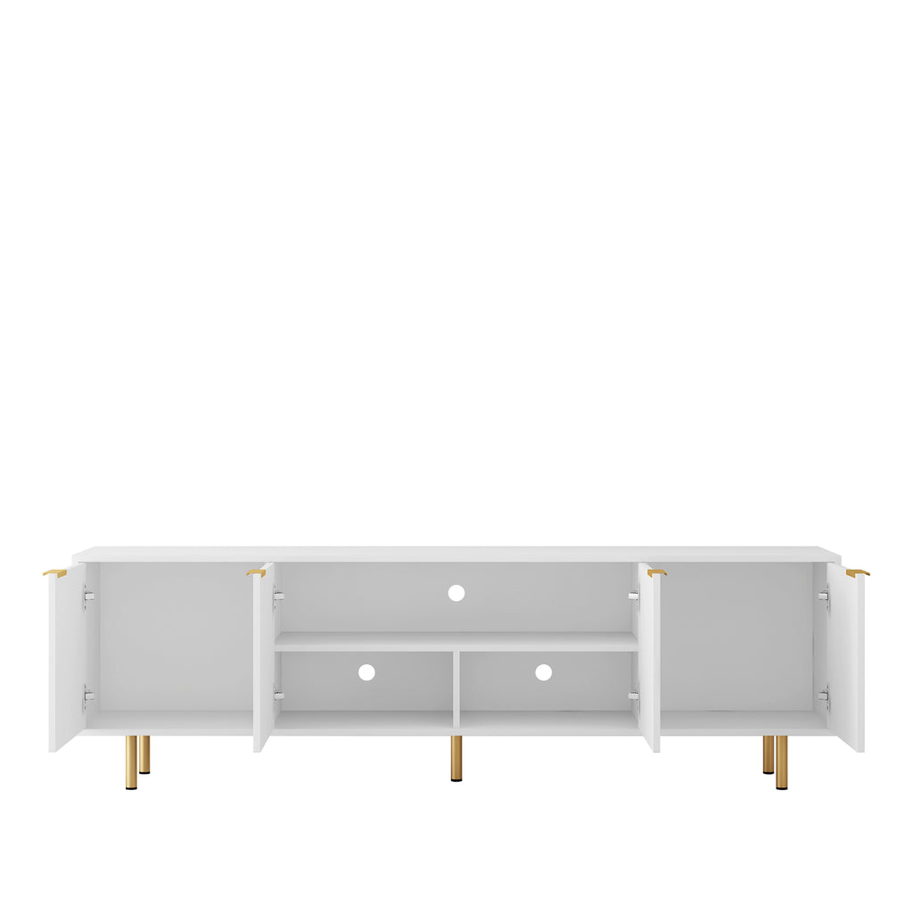 White Modern TV Stand Fluted 68' t, Entertainment Center with Storage Doors, TV Console Media Cabinet,  for 55+ Inch TV, Living Room - Grand Goldman Shop