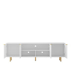 White Modern TV Stand Fluted 68' t, Entertainment Center with Storage Doors, TV Console Media Cabinet,  for 55+ Inch TV, Living Room - Grand Goldman Shop