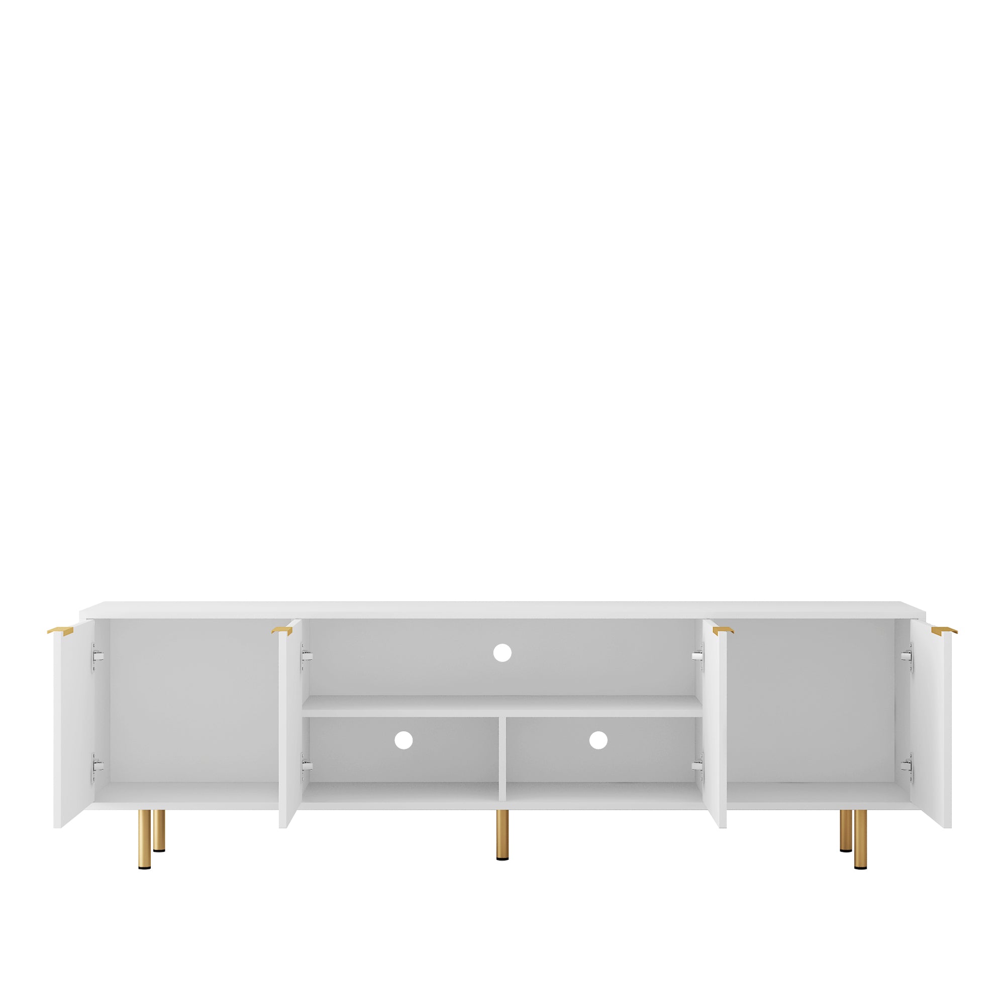 White Modern TV Stand Fluted 68' t, Entertainment Center with Storage Doors, TV Console Media Cabinet,  for 55+ Inch TV, Living Room - Grand Goldman Shop
