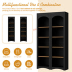 ON-TREND 3-Piece Farmhouse Entertainment Center with Storage Cabinet for TVs Up to 70', Mid-Century TV Stand with Bookshelf, Rustic Versatile Sideboard with Adjustable Shelves for Living Room, Black - Grand Goldman Shop