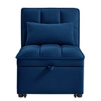 4 in1 Multi-Function Single Sofa Bed with Storage Pockets,Tufted Single Pull-out Sofa Bed with Adjustable Backrest and Pillows ,Convertible  Chaise Lounge, Navy - Grand Goldman Shop