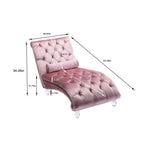 Velvet Chaise Lounge Indoor, Button-Tufted Upholstered Chaise Lounge Chair with Pillow in Pink Velvet, Comfortable Seating for Bedroom Living Room Office - Grand Goldman Shop