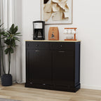 Two Drawers and Two-Compartment Tilt-Out Trash Cabinet Kitchen Trash Cabinet-Black - Grand Goldman Shop
