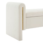 Modern Teddy Bed End Bench with Arms and Storage, Upholstered Large Foot Rest Stool, Cream Plywood, 52.3 x 18.5 x 24.4 inches - Grand Goldman Shop