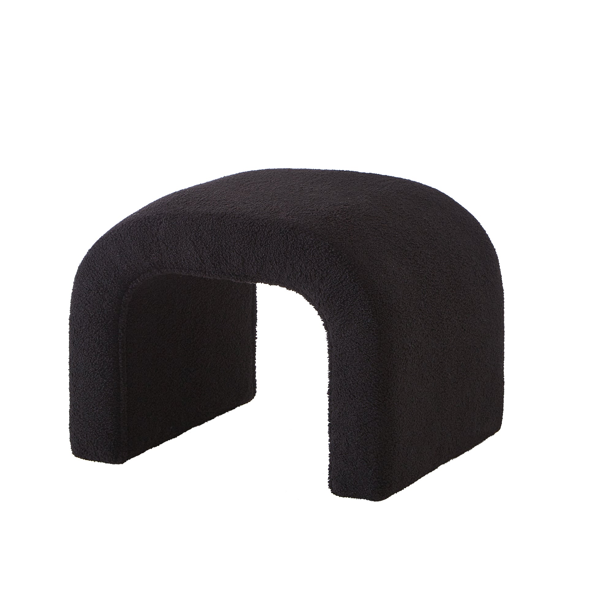 Set of 3 U-Shaped Modern Bench Teddy  Ottoman Bench for Entryway, Bedroom End of Bed, Set of 3 Small Sofa Footrest Extra Seating for Living Room, 44+18 Inch Bench Bench & Ottoman- Black - Grand Goldman Shop