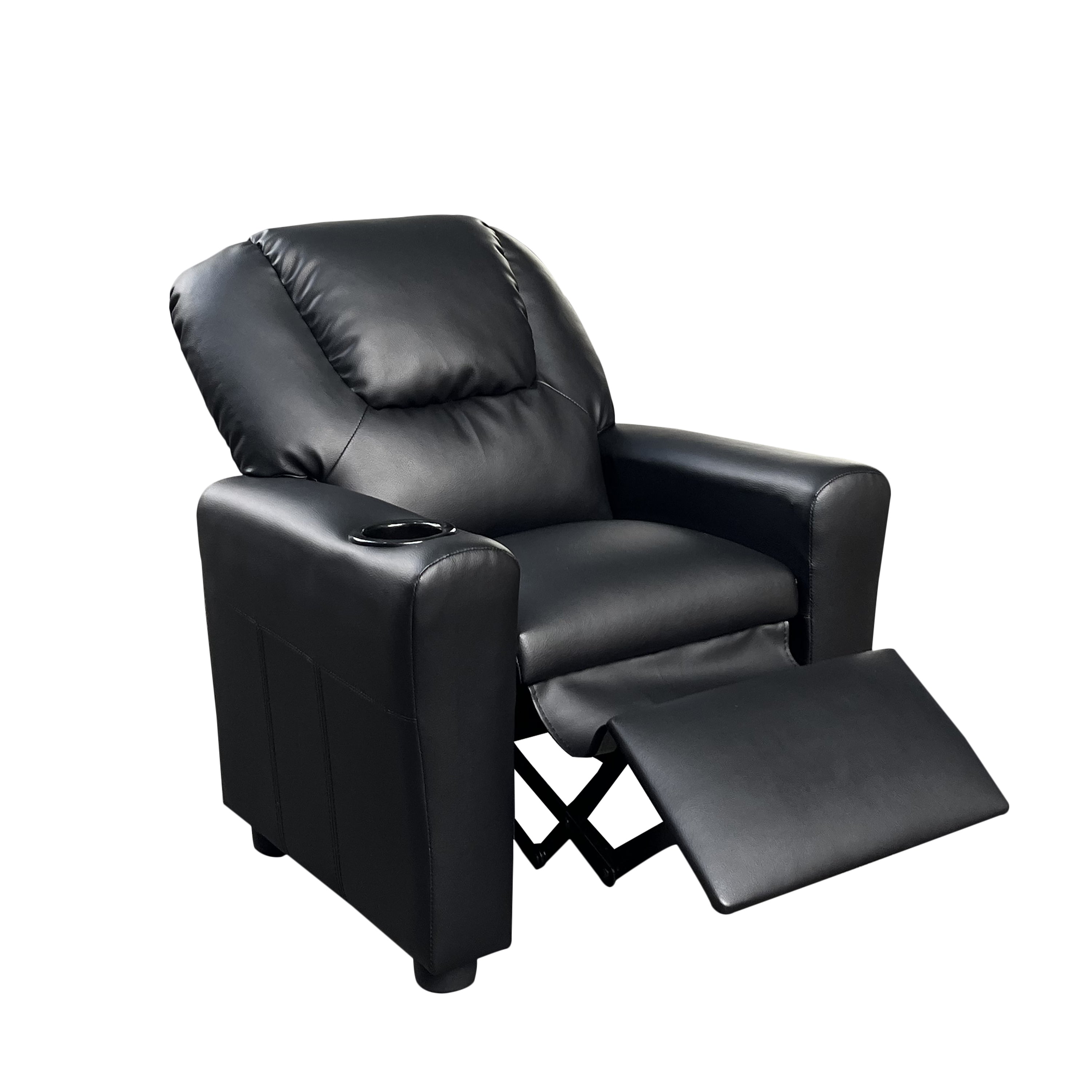 Marisa 23' Black PU Leather Kids Recliner Chair with Cupholder - Grand Goldman