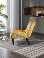 COOLMORE Modern Velvet Armless Accent Living Room Chair / Leisure Chair,Upholstered Fabric Button Comfortable Chair with Wooden Legs for Bedroom, Living Room, Office (Mustard Velvet) - Grand Goldman Shop