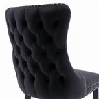 Upholstered Wing-Back Dining Chair with Backstitching Nailhead Trim and Solid Wood Legs,Set of 2, Black,SW8809BK, KD - Grand Goldman Shop