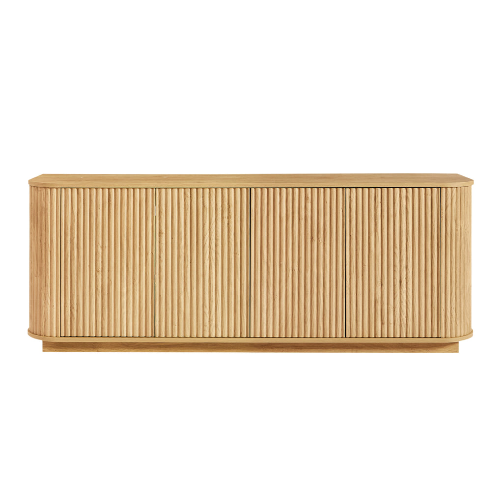 Sideboard Storage Cabinet TV Stand with wave pattern Buffet Cabinet Wooden Vertical Striped Cabinet for Kitchen/Bedroom/Entryway. Natural, 64''W x 15''D x 24''H. - Grand Goldman Shop