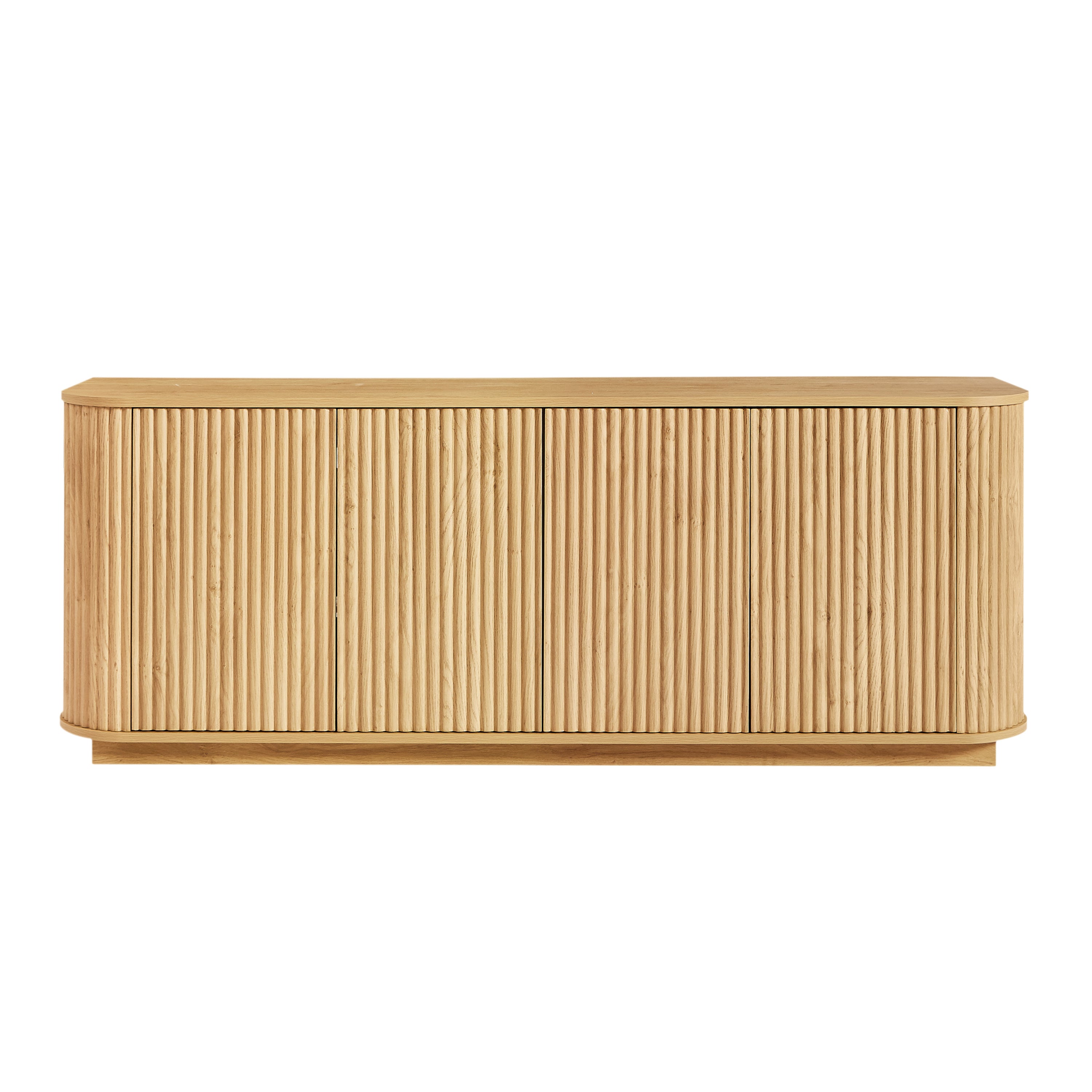 Sideboard Storage Cabinet TV Stand with wave pattern Buffet Cabinet Wooden Vertical Striped Cabinet for Kitchen/Bedroom/Entryway. Natural, 64''W x 15''D x 24''H. - Grand Goldman Shop