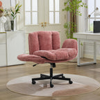 Modern Chenille Swivel Office Chair, Height Adjustable Task Chair with Convertible Multi-Position Armrests, Comfy Double Cush