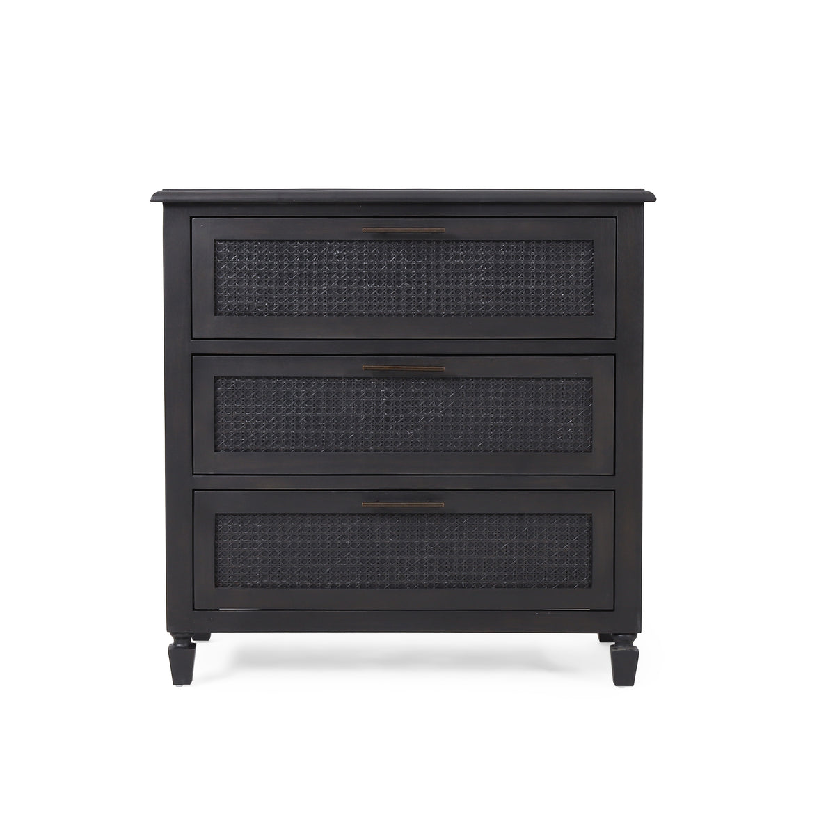 Newell Rustic Acacia Wood and Cane 3 Drawer Dresser - Grand Goldman Shop