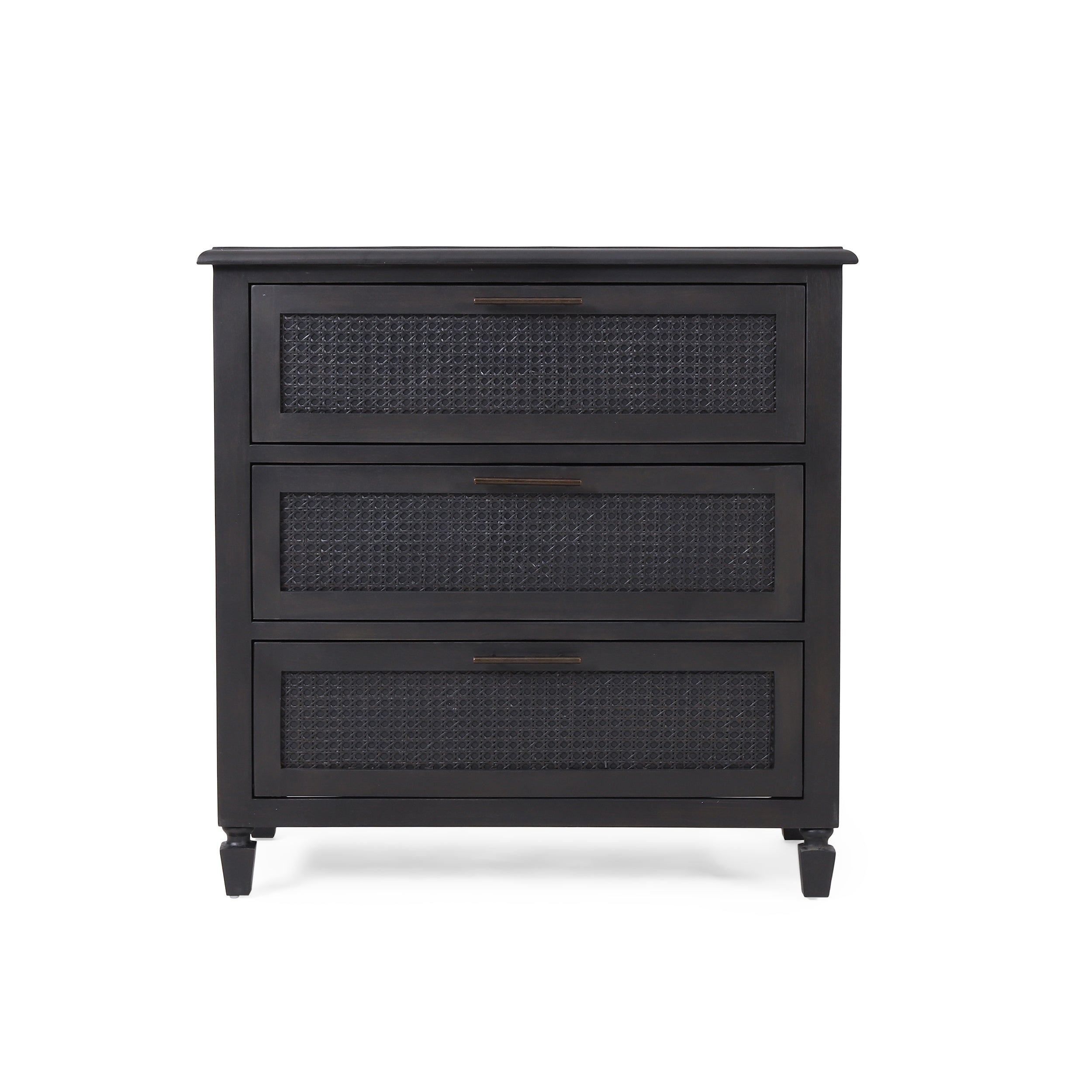 Newell Rustic Acacia Wood and Cane 3 Drawer Dresser - Grand Goldman Shop