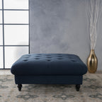 MADRID KD Tufted Ottoman Footrest and Coffee Table Stand-In Navy Blue Polyester 40.5x40.5x16.9 inches - Grand Goldman Shop