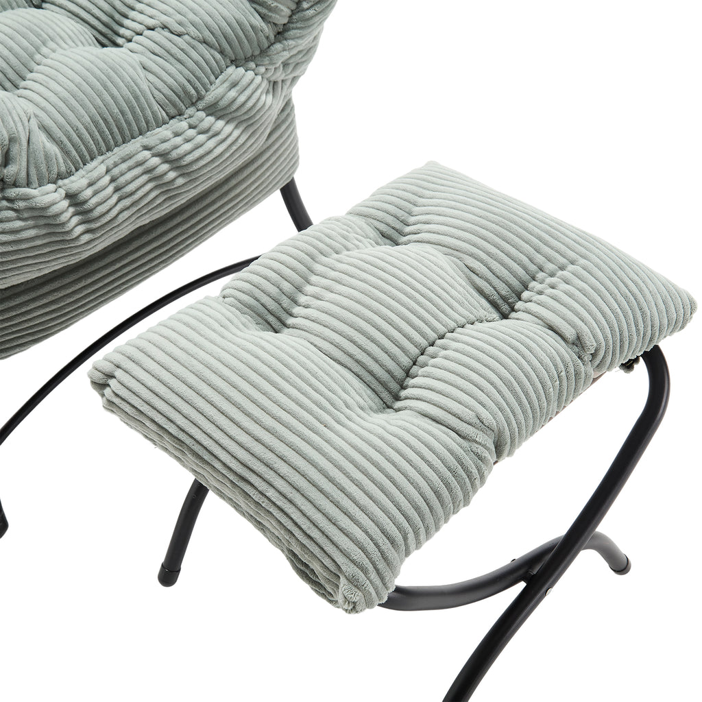 Lazy Chair with Ottoman, Modern Lounge Accent Chair with Armrests and a Side Pocket, Leisure Upholstered Sofa Chair Reading Chair with Footrest for Small Space, Corner Chair-Light green - Grand Goldman Shop
