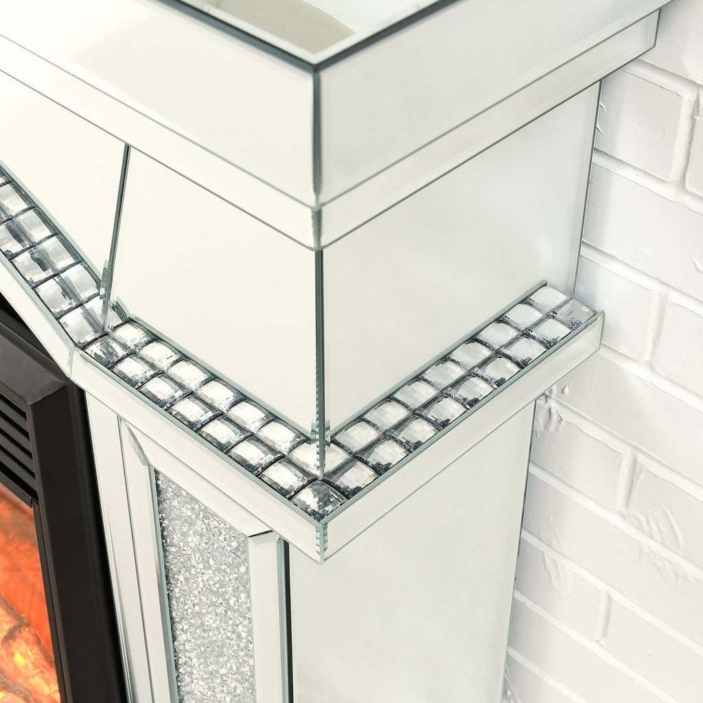 W 46' X D 12.5' X H 41' Dome door acrylic mirror fireplace cabinet, TV fireplace cabinet - Grand Goldman Shop