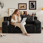 63' 2Setaser Sofa,Corduroy Fabric,Deep Seat Couches,Comfy Loveseat Sofa,No Assembly,1pcs for Living room, Bedroom,Conference room ,Apartment,Black - Grand Goldman Shop
