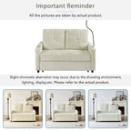 Modern 53.9' Loveseat Pull-out Sofa Bed with Adjustable Backrest, Cup Holders, Charging Ports & Side Storage in Beige Chenille - Grand Goldman Shop