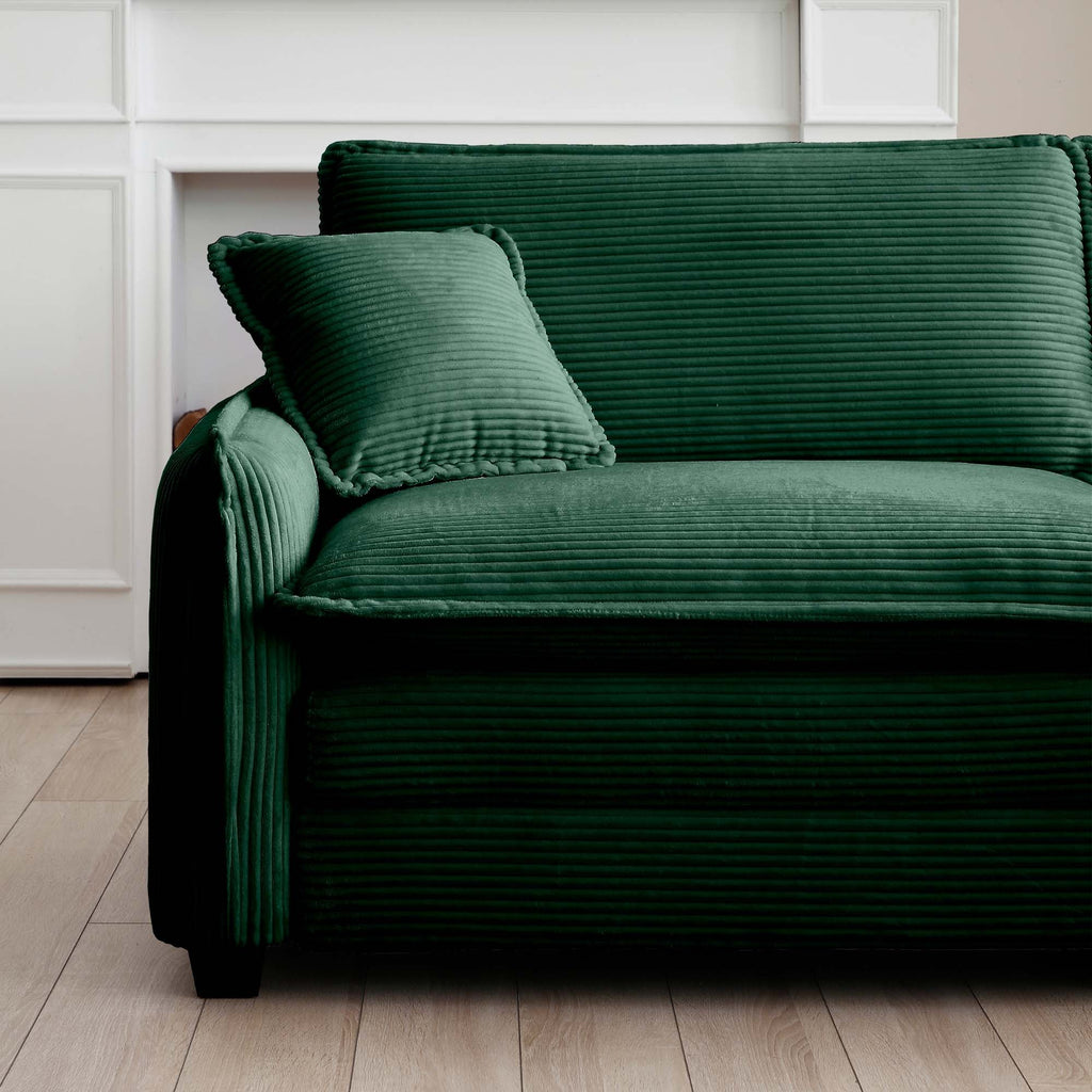 Ottoman Footstool in Corduroy Fabric, Can be Used with 2 Seater Sofas, 3 Seater Sofas and 4 Seater Sofas,Green Corduroy Fabric - Grand Goldman Shop