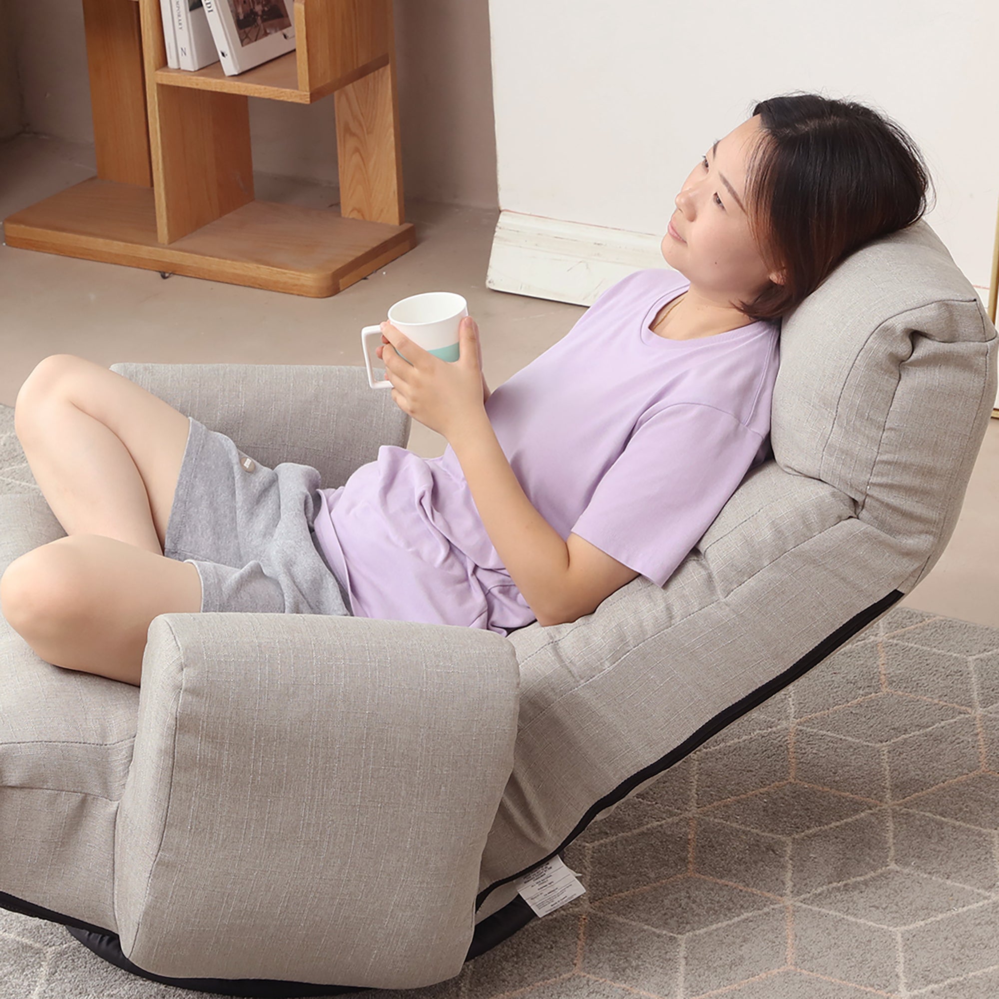 Modern Gray with Metal Frame Swivel Game Lounge Chair with Adjustable Headrest and Waist Support – 360-Degree Rotatable Leisure Chair for Living Room - Grand Goldman Shop