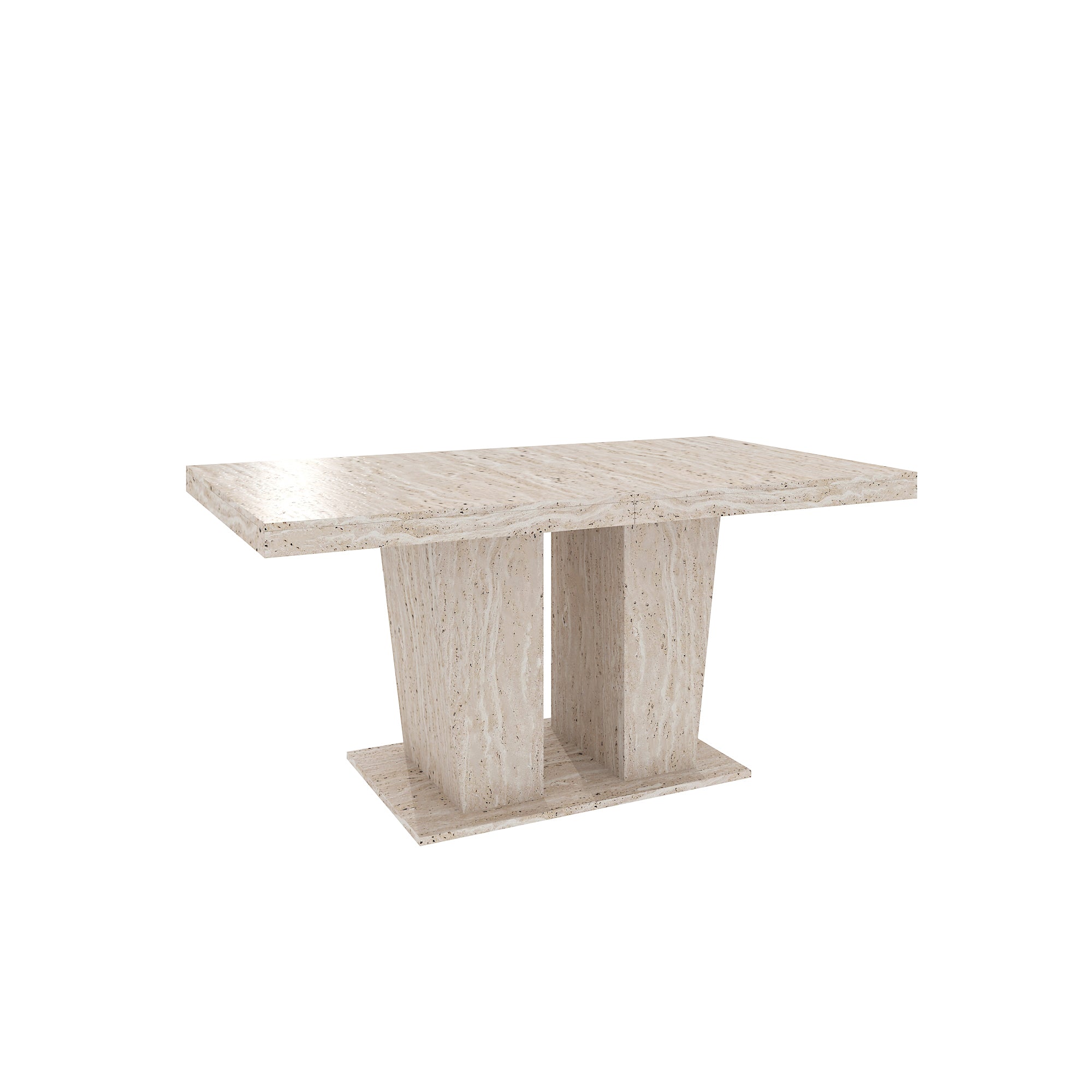 Rectangular extendable dining table, suitable for 6-10 people, with veined travertine pattern, dimensions 160-200 cm, simple and elegant. - Grand Goldman Shop