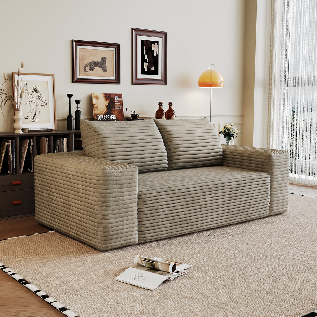 63' 2Setaser Sofa,Corduroy Fabric,Deep Seat Couches,Comfy Loveseat Sofa,No Assembly,1pcs for Living room, Bedroom,Conference room ,Apartment,Camel - Grand Goldman Shop