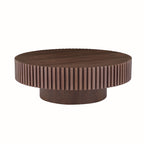 31.49'' Round Coffee Table Small Coffee Table for Apartment, Modern Living Room Coffee Table with Sturdy Pedestal,WALNUT (Same Sku:W876P243947) - Grand Goldman Shop