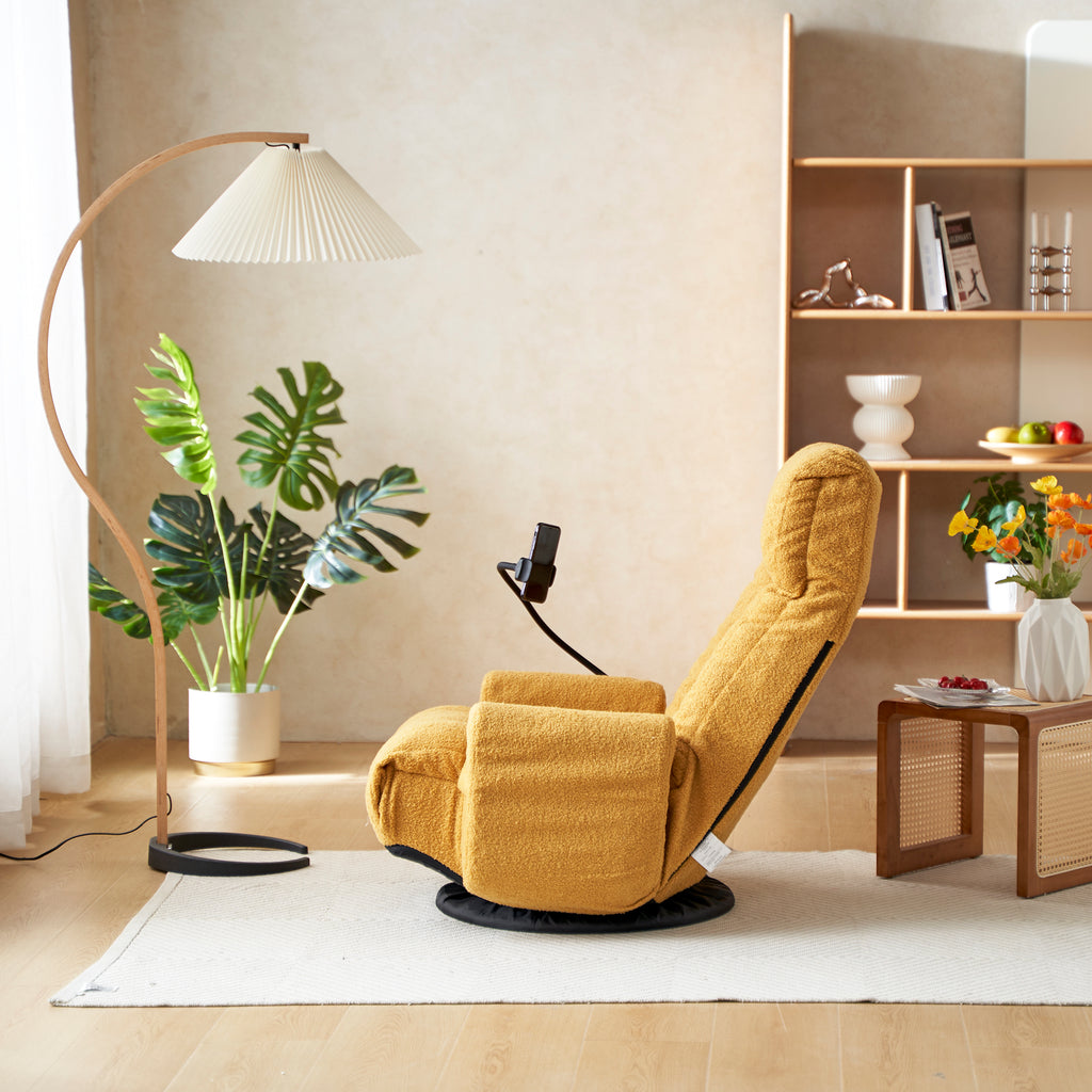 Adjustable Yellow Swivel Lounge Chair with 360-Degree Rotating Seat and Headrest Support, Leisure Chair Deck Chair - Game Chair for Living Room - Grand Goldman Shop