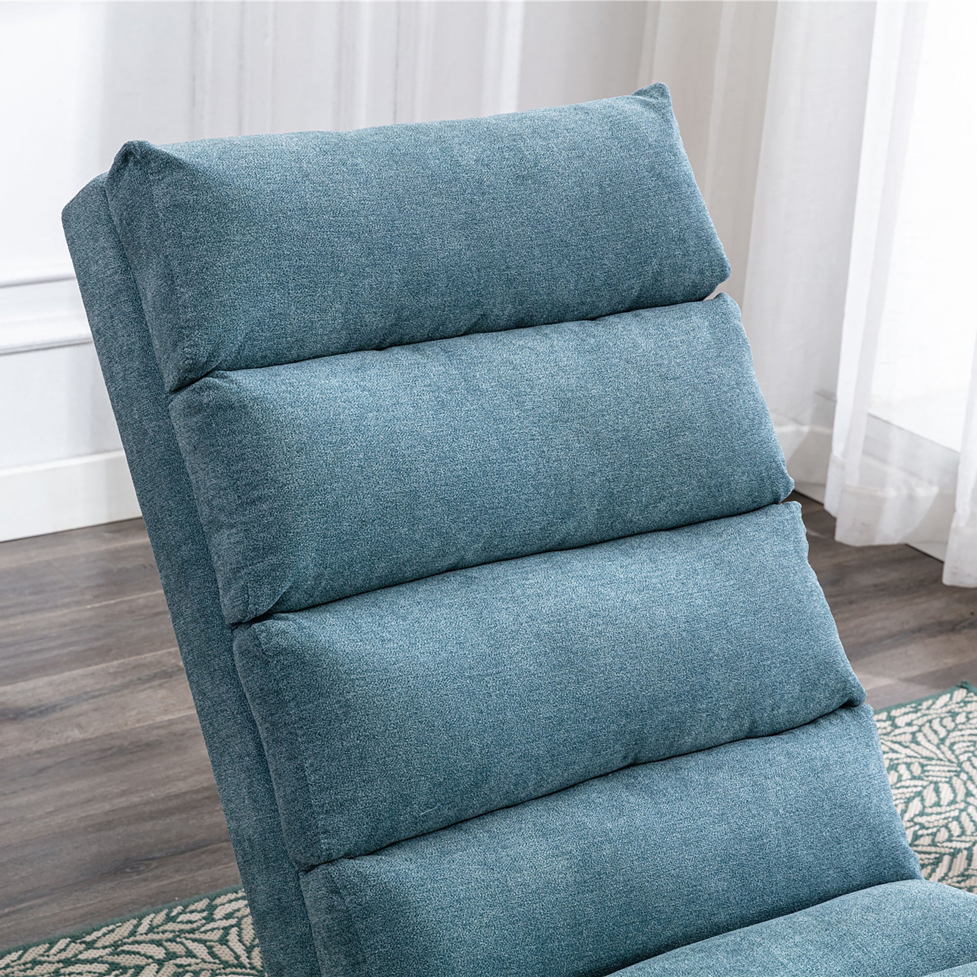 Ergonomic Linen Massage Chaise Lounge with Remote Control, 5 Modes, Blue, 21.65 x 58.27 x 34.25 inches - Grand Goldman Shop