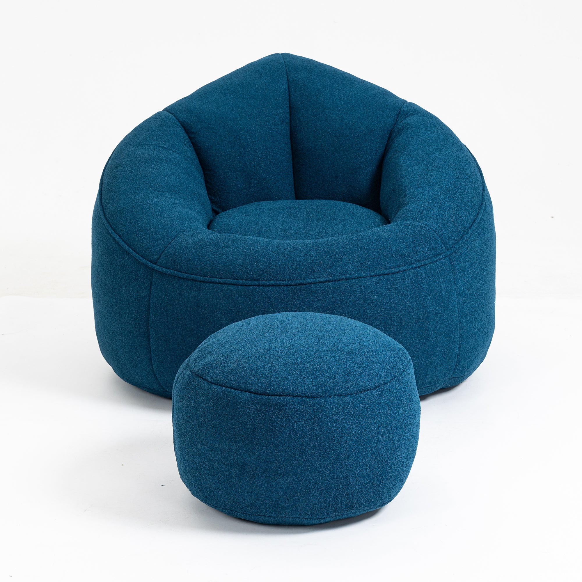 Bedding Bean Bag Sofa Chair with High-Pressure Foam and Footrest, Blue Microfiber - Grand Goldman Shop