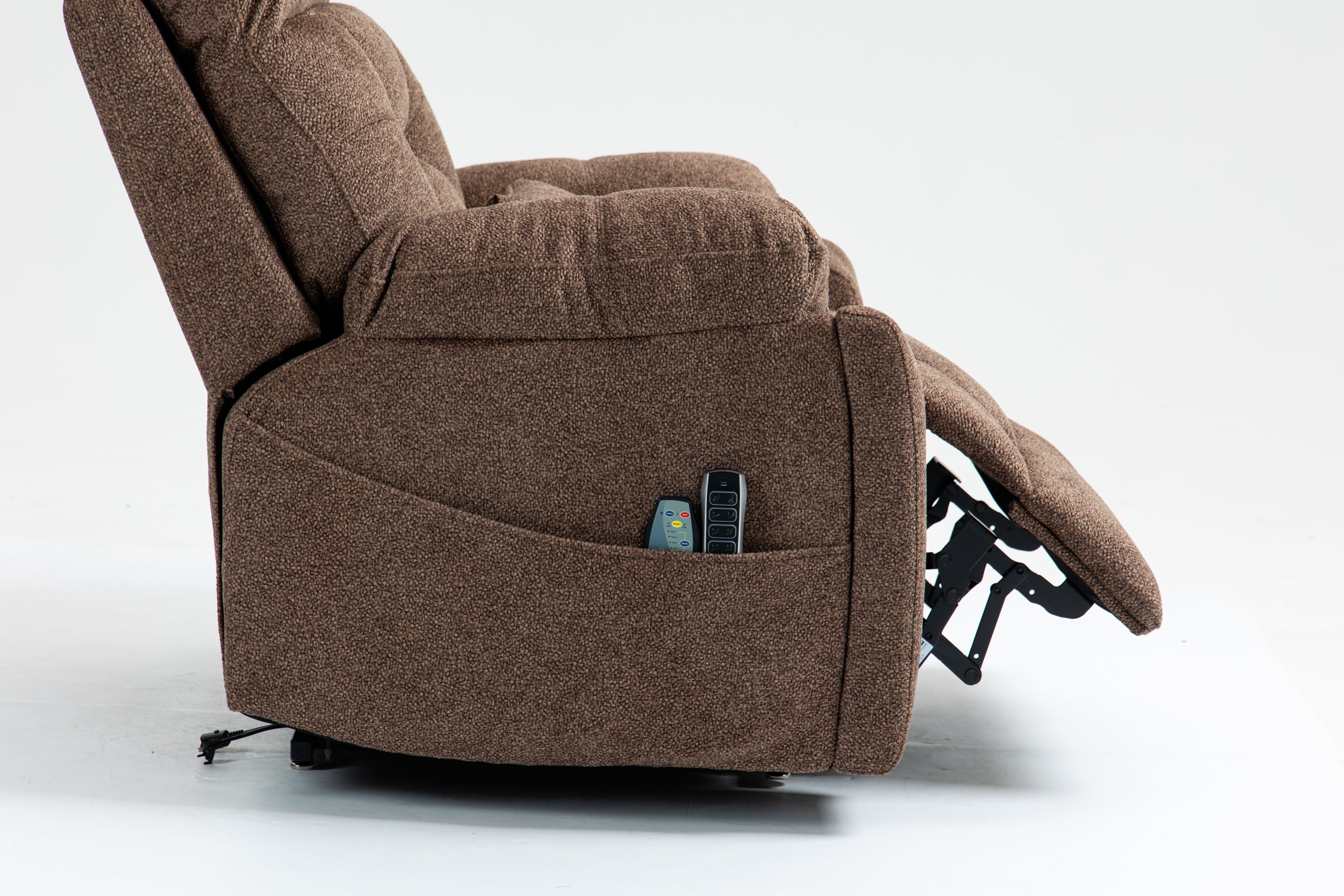 Old age electric lift chair, flat high density foam electric sofa, with heating and massage functions, can tilt to 180 degrees, 2 pocket cup holders, 2 remote controls, 4 OKIN motors - Grand Goldman Shop