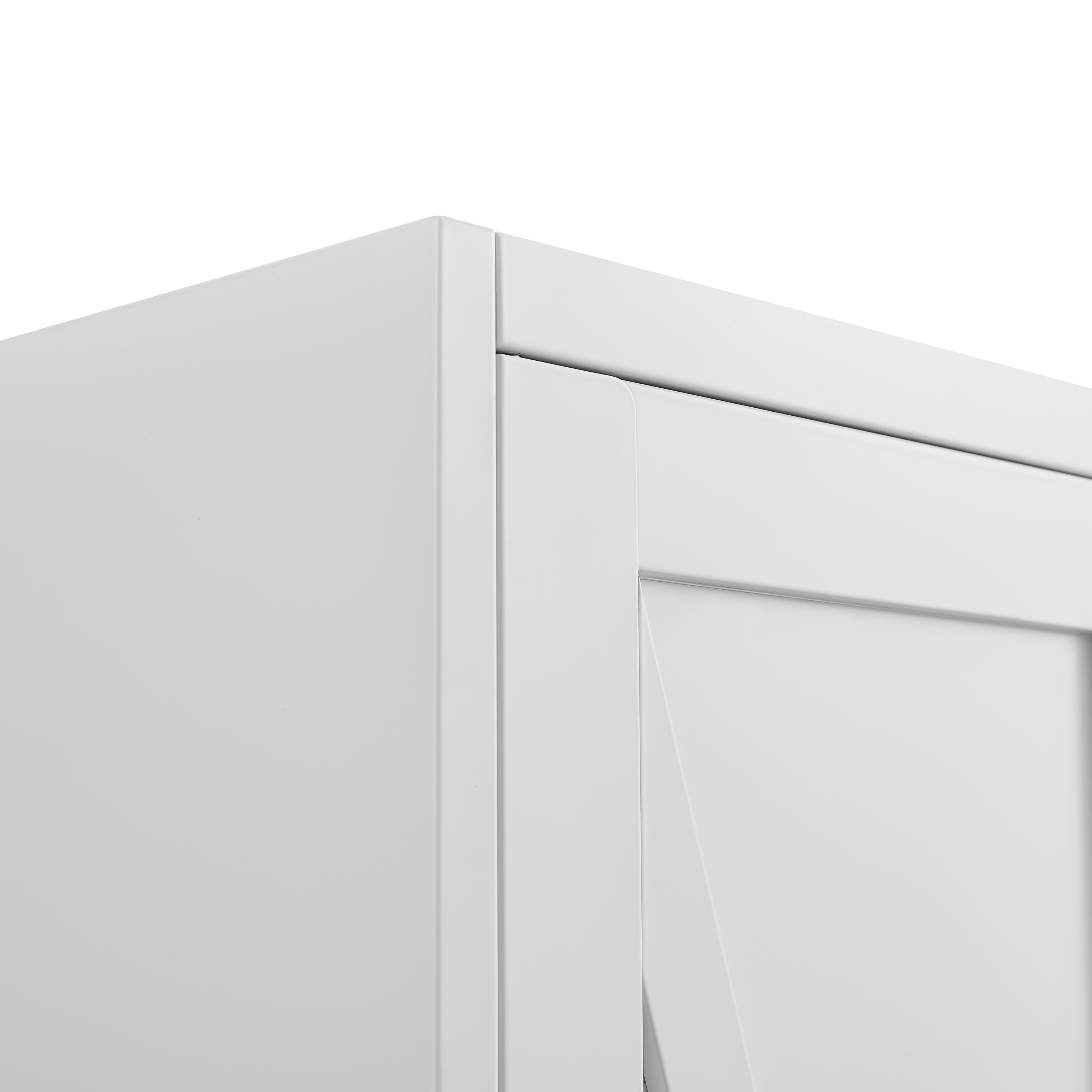White Metal Adjustable 2-Door Storage Cabinet with Powder-Coated Steel, Tall Kitchen Pantry Cabinet with Adjustable Shelves f
