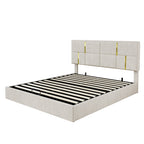 2-Pieces Bedroom Sets,Queen Size Upholstered Platform Bed with Hydraulic Storage System,Storage Ottoman with Metal Legs,Beige(Old SKU:N733S207778A) - Grand Goldman Shop