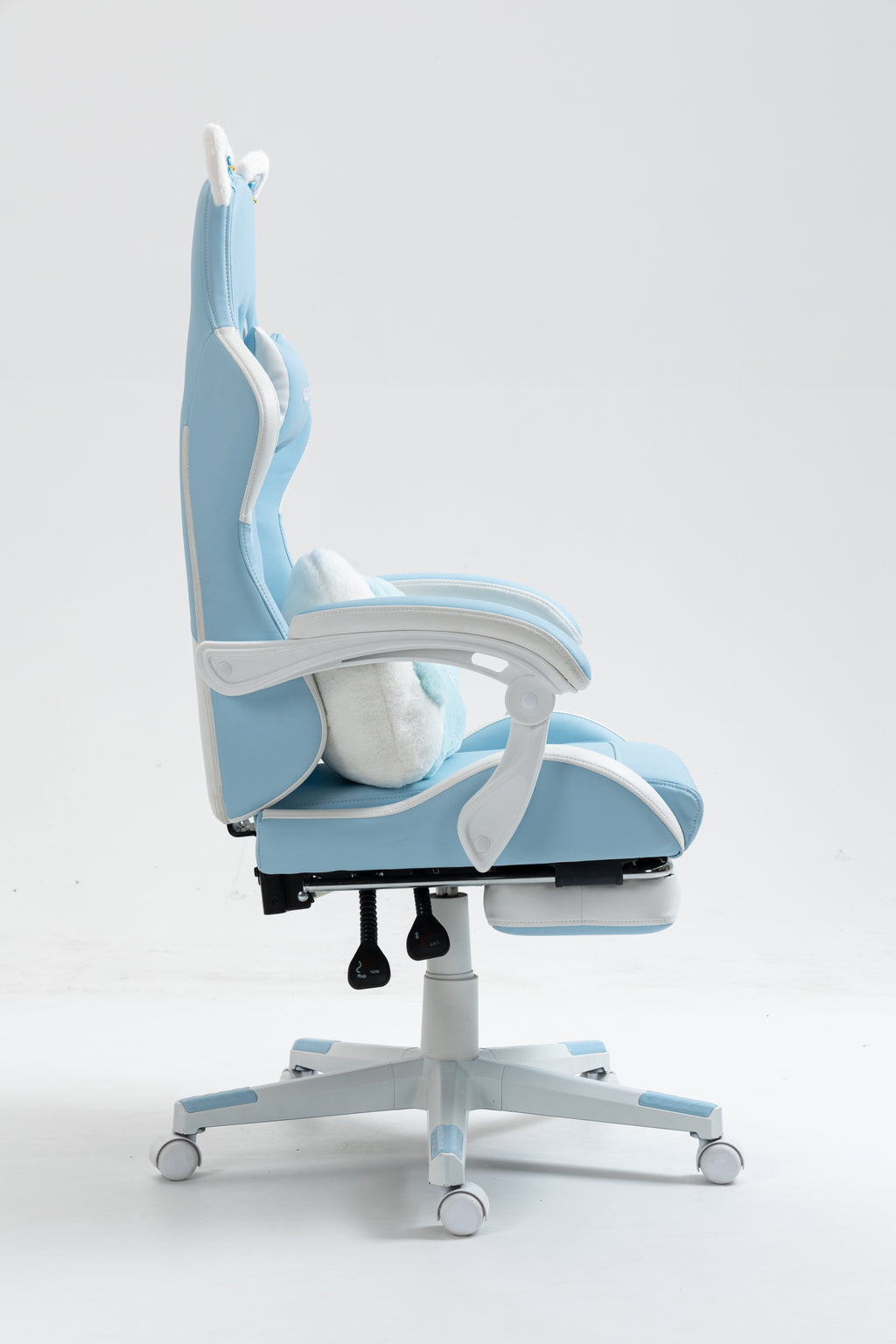 Cat Ears Gaming Chair - Ergonomic PU Leather Office Chair, Cute Chair with Footrest for Adult 310lbs Capacity, 90°-155° Recli