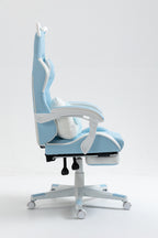Cat Ears Gaming Chair - Ergonomic PU Leather Office Chair, Cute Chair with Footrest for Adult 310lbs Capacity, 90°-155° Recli