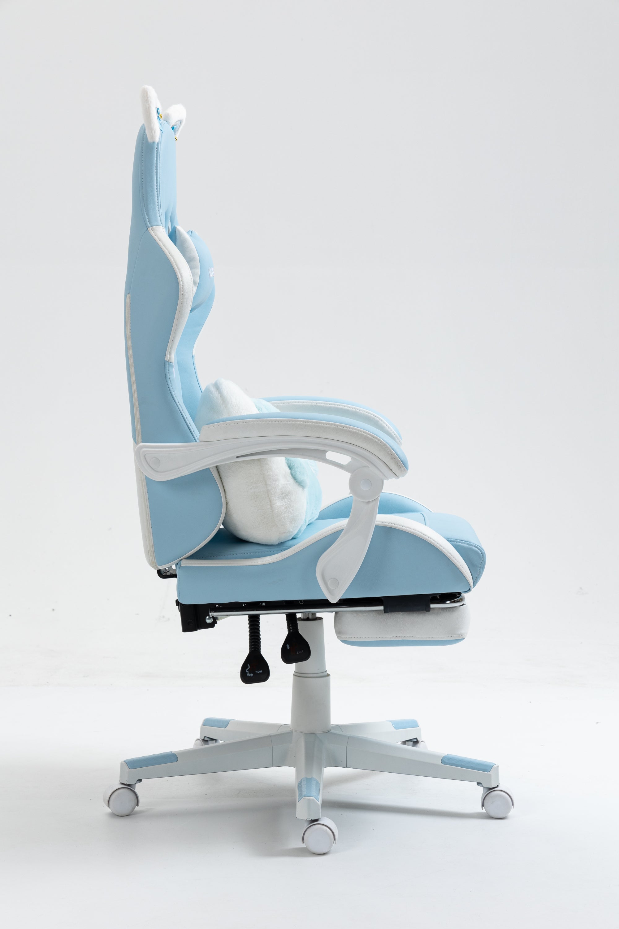 Cat Ears Gaming Chair - Ergonomic PU Leather Office Chair, Cute Chair with Footrest for Adult 310lbs Capacity, 90°-155° Recli