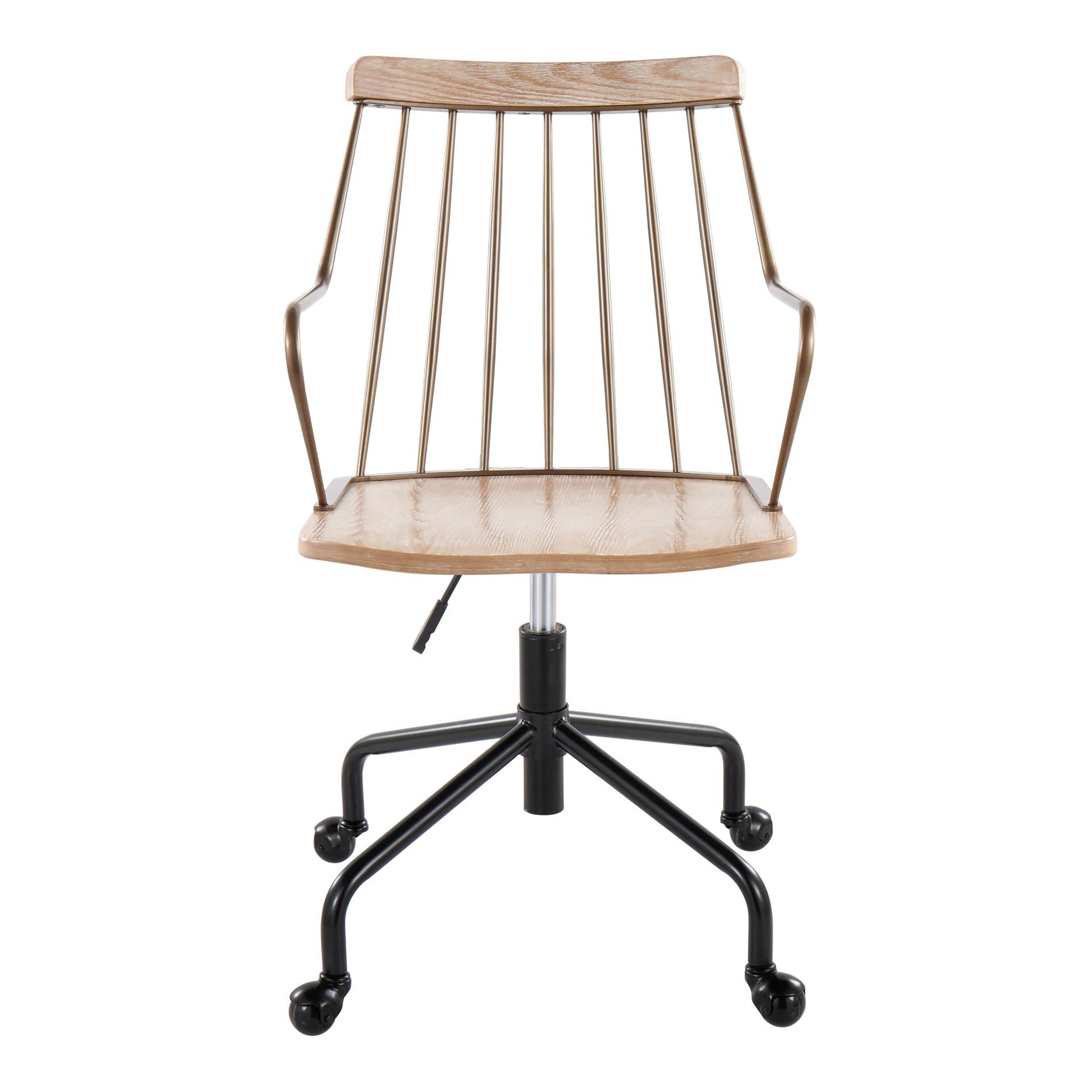 Adjustable Office Chair in Black Metal, Antique Copper and White Washed Wood - Grand Goldman